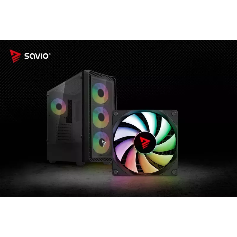 Savio Noctis Glass RGB Cube case per PC, ATX/Micro-ATX/Mini-ITX, frontale in vetro temperato, ventole RGB, nero