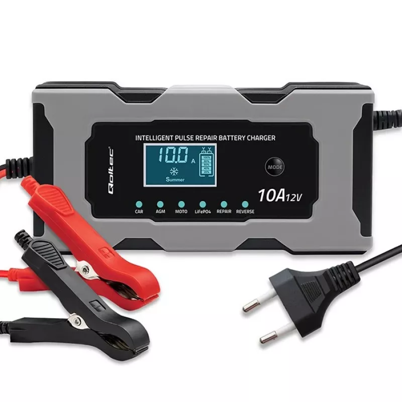 Caricabatterie QOLTEC 52493 12V 10A con funzione di riparazione per batterie AGM