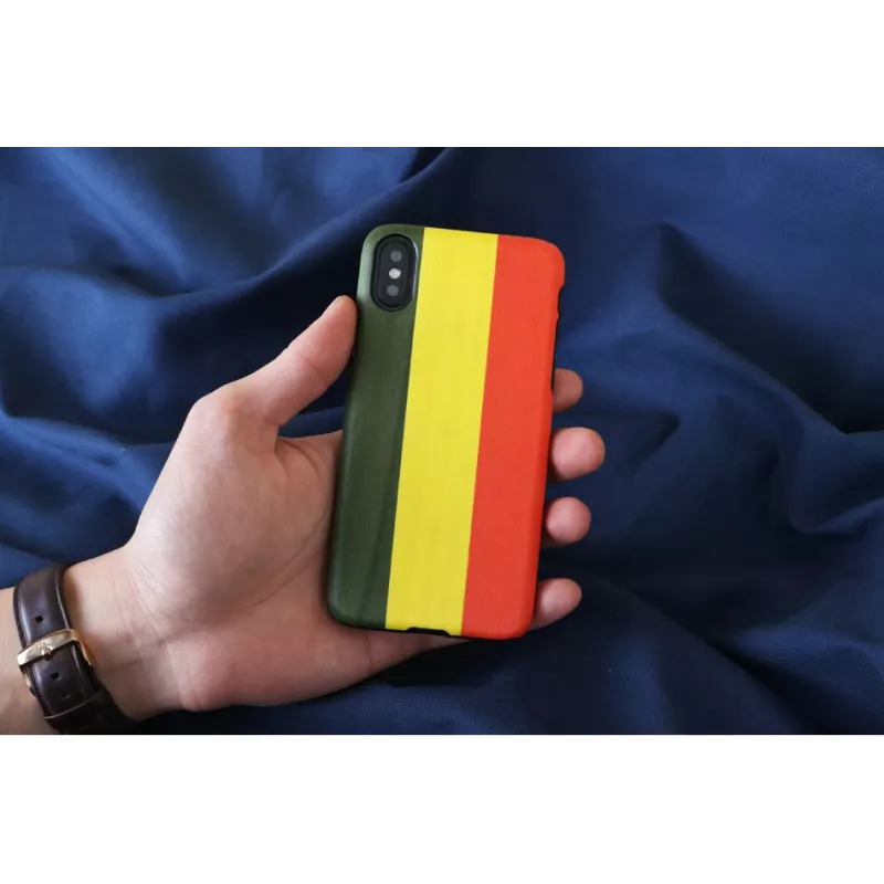 Custodia per smartphone man and wood per iPhone X/XS — Reggae nero, guscio rigido protettivo con retro