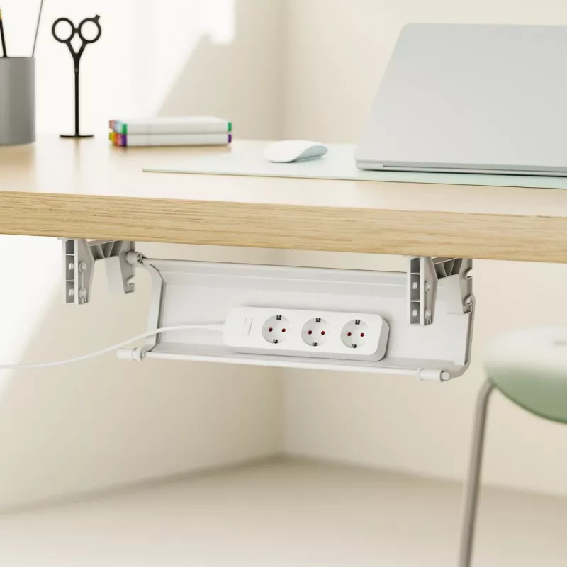 Organizer per cavi e ciabatte sottoscrivania Maclean, carico max. 5 kg, bianco, MC-106 W
