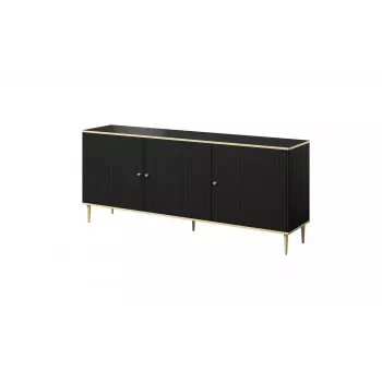 GLAMOUR Cassettiera 180x40x75,5 cm, nero opaco + oro
