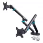 Supporto per monitor DIGITUS Dual Design per 2 schermi da 35 pollici, morsetto, 2 × 10 kg, VESA 75×75–100×100, inclinazione -45–90°