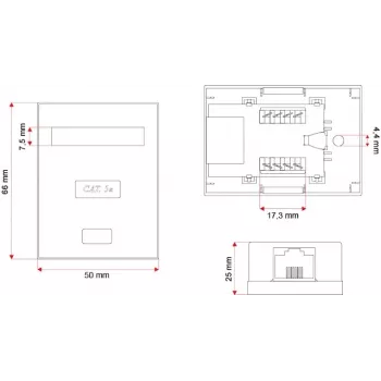 Presa di rete Alantec GN005 — Cat5e, schermatura F/UTP (FTP), bianco, 50×66×25 mm