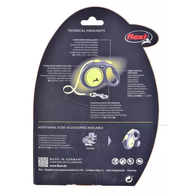 FLEXI new Neon L – guinzaglio retrattile – 5 m