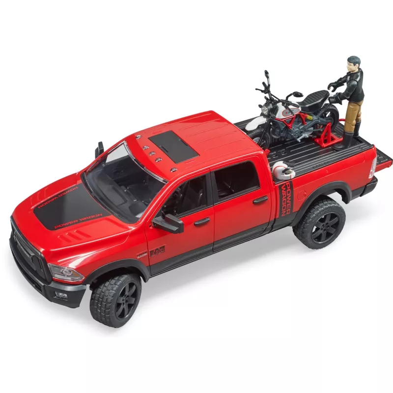 Dodge RAM 2500 Power Wagon con rimorchio e moto Ducati 02502 BRUDER