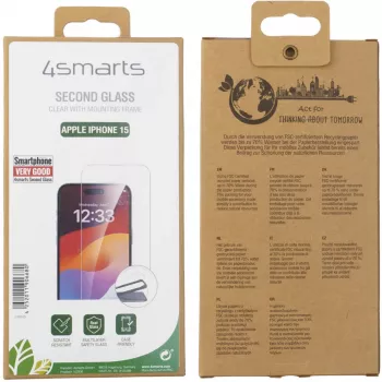Protezione schermo 4smarts 540595 per Apple iPhone 15 vetro temperato antigraffio