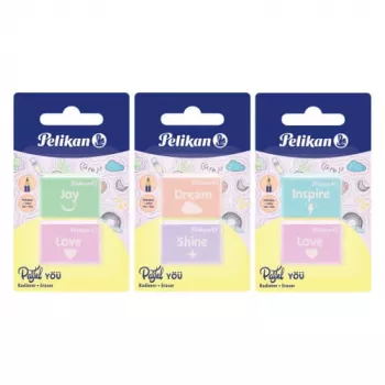 Gomma per cancellare Pelikan 606196 plastica colori assortiti 2 pezzi