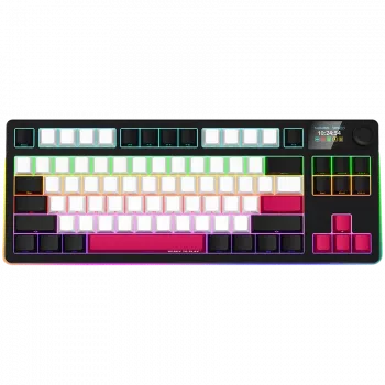 LORGAR KBP70TKLW, tastiera da gaming meccanica TKL wireless Pro, nero/rosso, layout EN