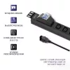 Qoltec 53999 Multipresa PDU rack da 19 pollici, 1U, 8x IEC C13, 10 A, con interruttore automatico, 2 m