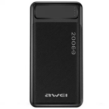 Powerbank portatile AWEI P6K 20000mAh nero 2xUSB/PD/Micro-USB