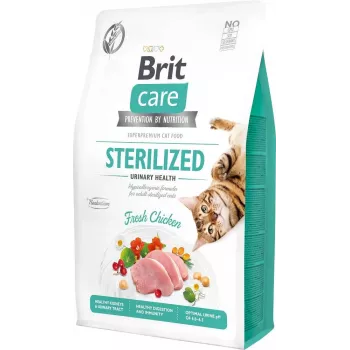 Cibo secco per gatti Brit senza cereali Sterilized Urinary 2 kg – per gatti adulti sterilizzati, pollo, 32% proteine, supporto delle vie urinarie