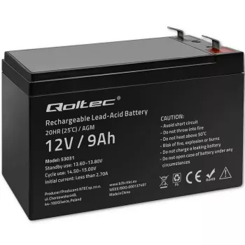 Batteria per UPS QOLTEC 53031 12V 9Ah verde, 152×94×65 mm, 2,35 kg
