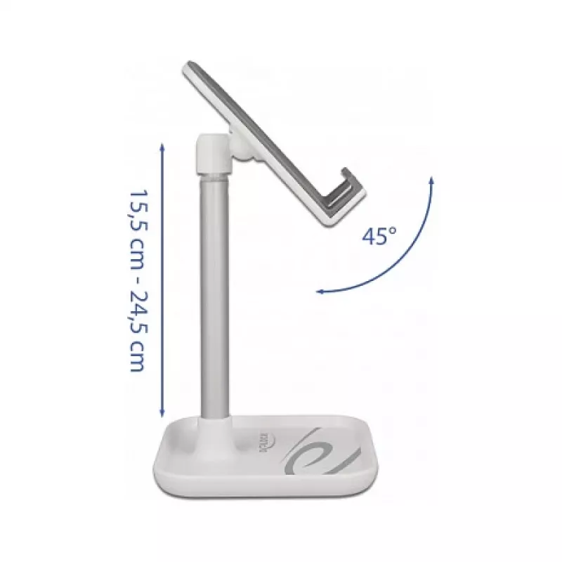Supporto telescopico per smartphone e tablet DeLOCK con ripiano, argento/bianco