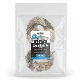 UNISZKI anelli per cani — snack naturale di pelle di merluzzo, confezione da 2