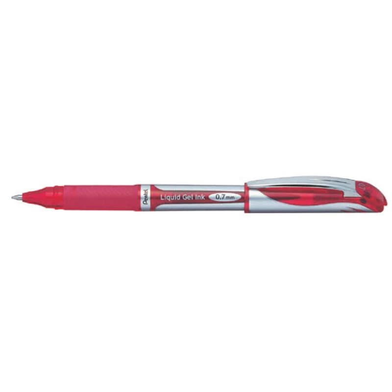 Penna a scatto con clip retrattile Pentel Energel XM Klick rossa