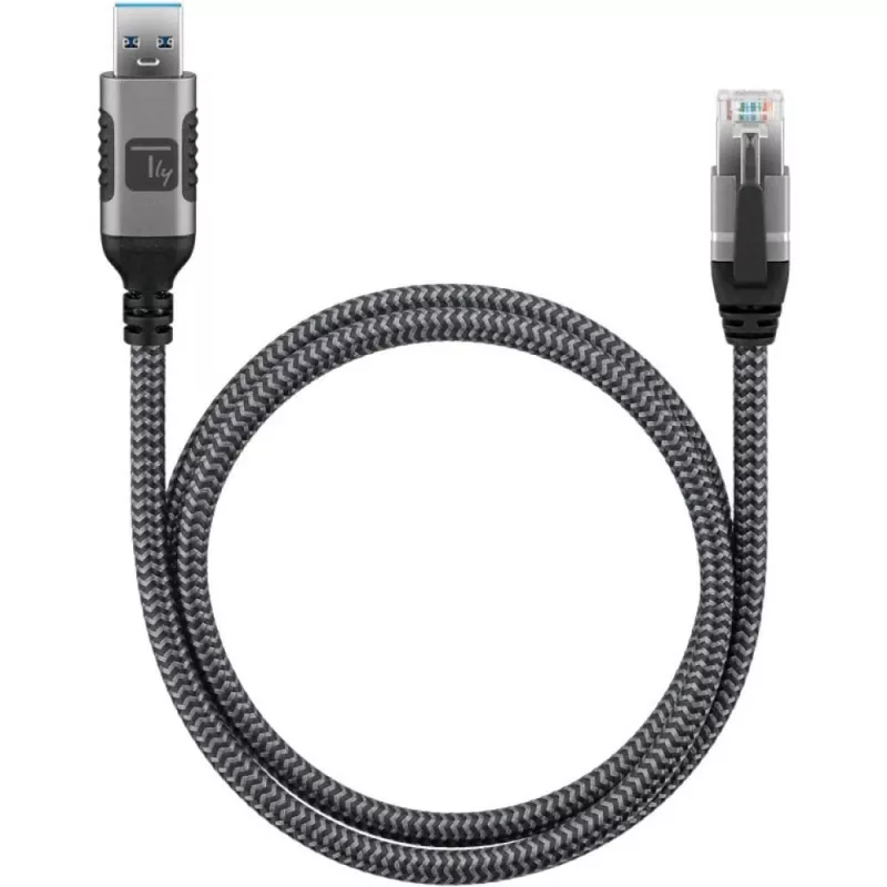 Techly ICOC U3A-RJ45-010 cavo adattatore da USB-A a Gigabit Ethernet, 1 m, nero/argento