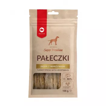 Premietti per cani MACED Bastoncini di tacchino con verdure 100 g — snack naturale duro ipoallergenico per cani adulti