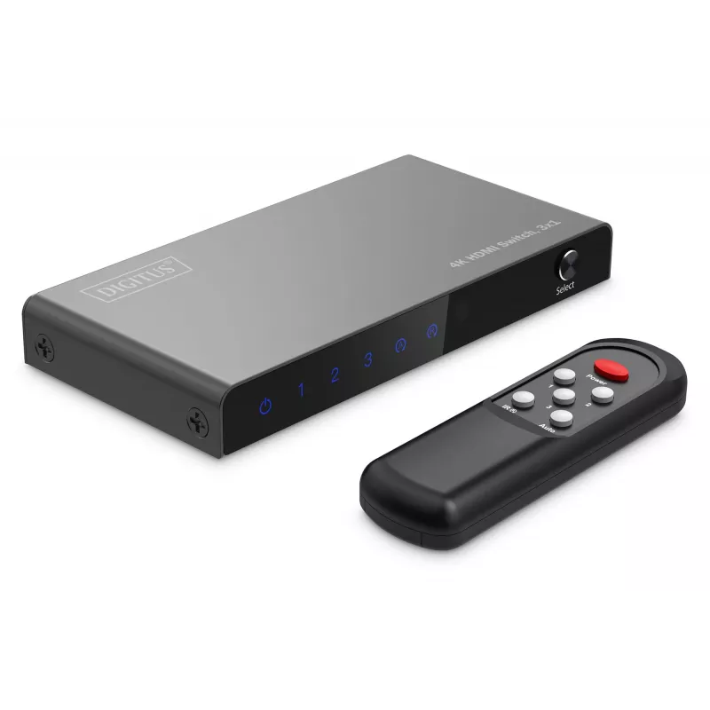 Switch HDMI Digitus 4K 3x1 metallo nero 18 Gbit/s