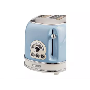 Ariete 155 tostapane Design 2 fette con cestini per sandwich, 6 livelli di doratura, 810 W, corpo in acciaio inox, vaschetta raccoglibriciole estraibile, azzurro pastello