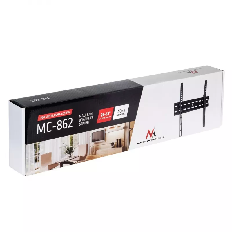 MACLEAN BRACKETS MC-862 supporto TV originale extra stabile regolabile montaggio semplice 26-55 40kg universale nero max Vesa 400x400