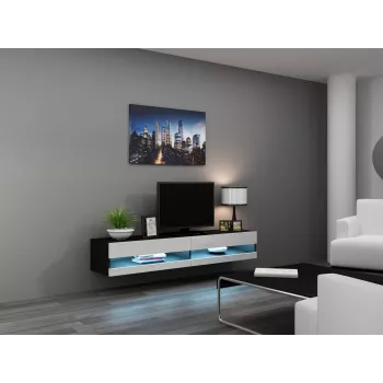 Supporto TV cama meble VIGO NEW 30/180/40, 1800×400×300 mm, piano superiore nero, struttura in truciolare