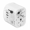 Adattatore da viaggio GEMBIRD TPA-EU2A1C15-01-W – 15W, connettore maschio Type-E, 2× USB-A + 1× USB-C, 100–250V