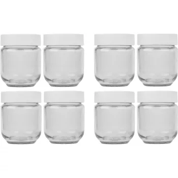 Set bicchieri di ricambio per yogurtiera JG 8, vetro trasparente/bianco, 8 pezzi