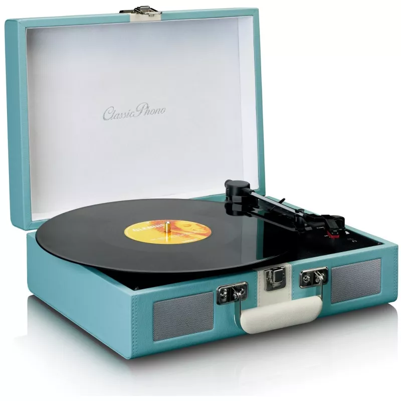 Giradischi audio a trasmissione a cinghia Lenco TT-110 blu bianco semiautomatico