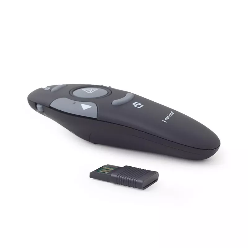 Presentatore wireless IR GEMBIRD WP-L-11, 4 pulsanti, ricevitore RF USB 2,4 GHz, nero, batteria AAA