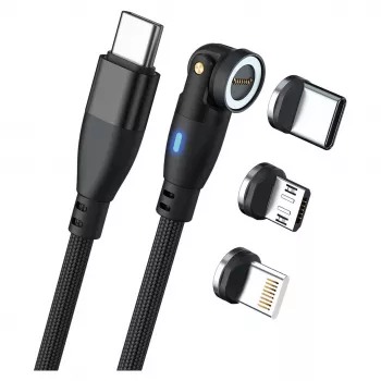 Cavo USB RealPower MagneticCharge 100 1m USB-C nero