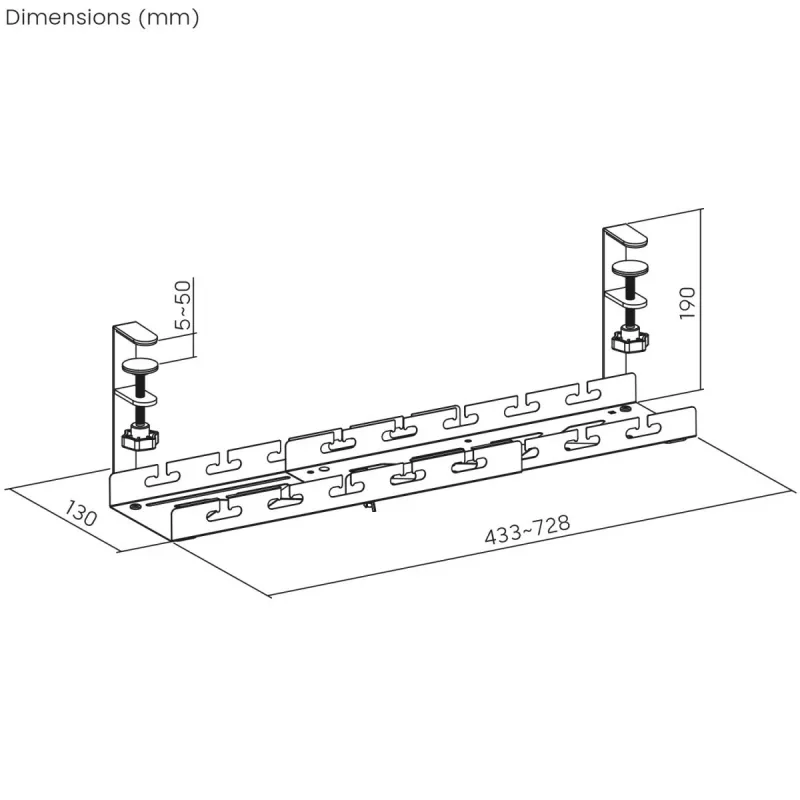 Organizer per cavi Maclean sotto la scrivania, carico max. 5 kg, max. 728 mm, bianco, MC-103 W