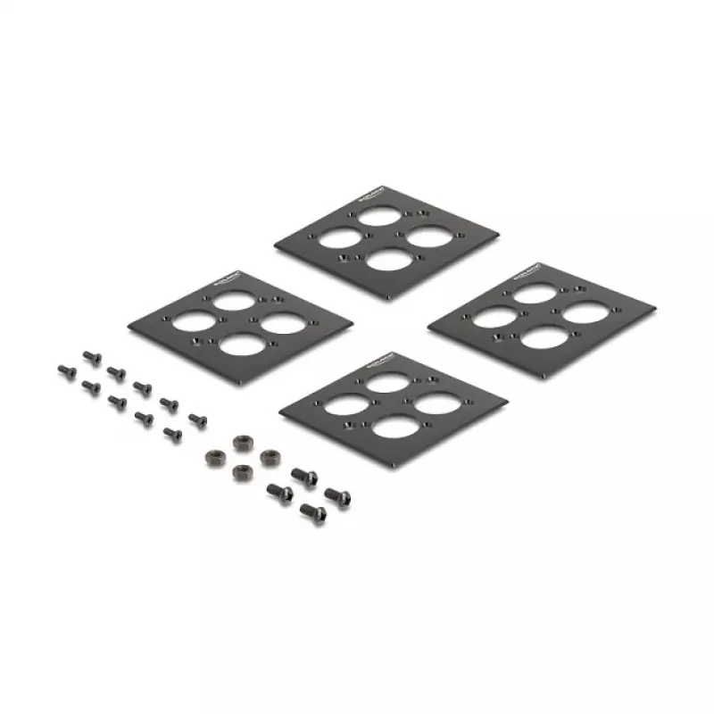 Delock 88195 patch panel da 19" tipo D con 4 piastre 86 x 86 mm, 4 porte, 2U, nero