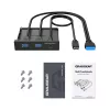 Graugear G-MP01 pannello frontale multiplo con hub USB a 3 porte, 1x USB-C 3.2 Gen2 + 2x USB-A 3.0, nero