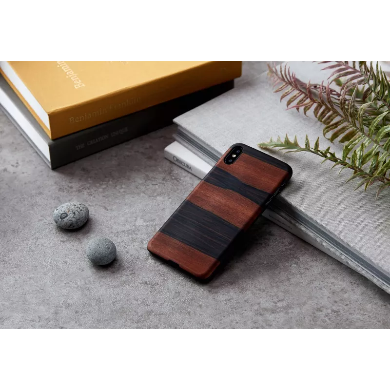 Custodia per smartphone man and wood per iPhone XS Max – nero ebano, cover posteriore rigida protettiva