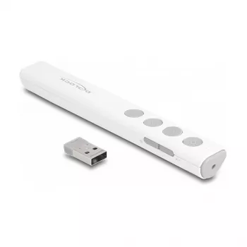 Presentatore laser USB DeLOCK, bianco, wireless, ricevitore nano USB-RF