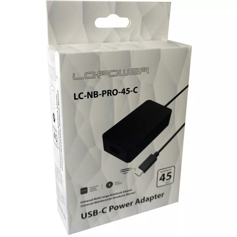 LC Power LC-NB-PRO-45-C - alimentatore - AC 110-240 V - 45 Watt - nero