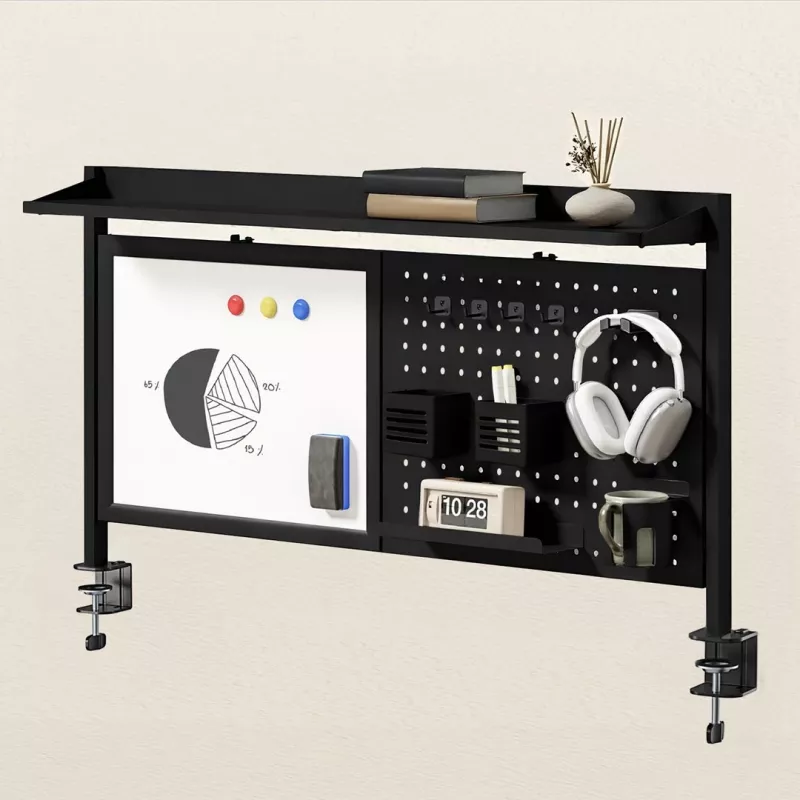 Pannello divisorio / organizer per scrivania Ergo Office, carico max. 10 kg, lavagna bianca, larghezza 1116 mm, nero, ER-301 B
