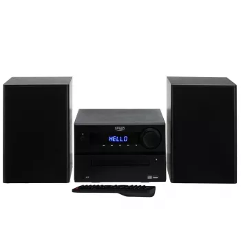 Mini sistema stereo Hi-Fi Adler AD 1917 — Bluetooth V5.3, CD/USB/MP3, 2×25 W RMS, sintonizzatore FM, equalizzatore a 4 bande, AUX, nero