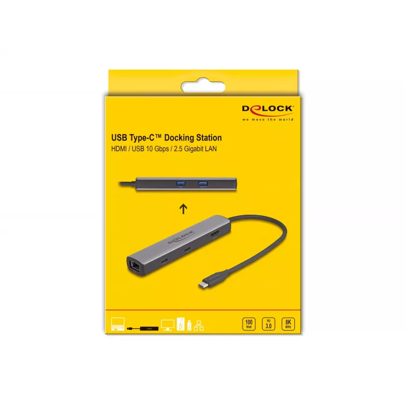 DeLOCK Docking station USB Type-C 8K HDMI USB 10 Gbps 2,5 Gigabit LAN PD 100W
