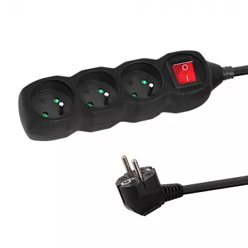 Prolunga elettrica ESPERANZA ELK210K — cavo 1,5 m, 3 prese AC tipo E, spina angolare, interno, nero