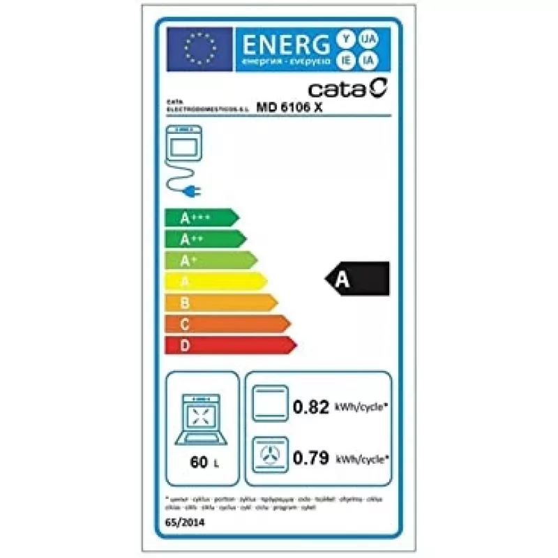 Forno elettrico da incasso CATA MD 6106 X – 60 L, nero e acciaio inox, manopole