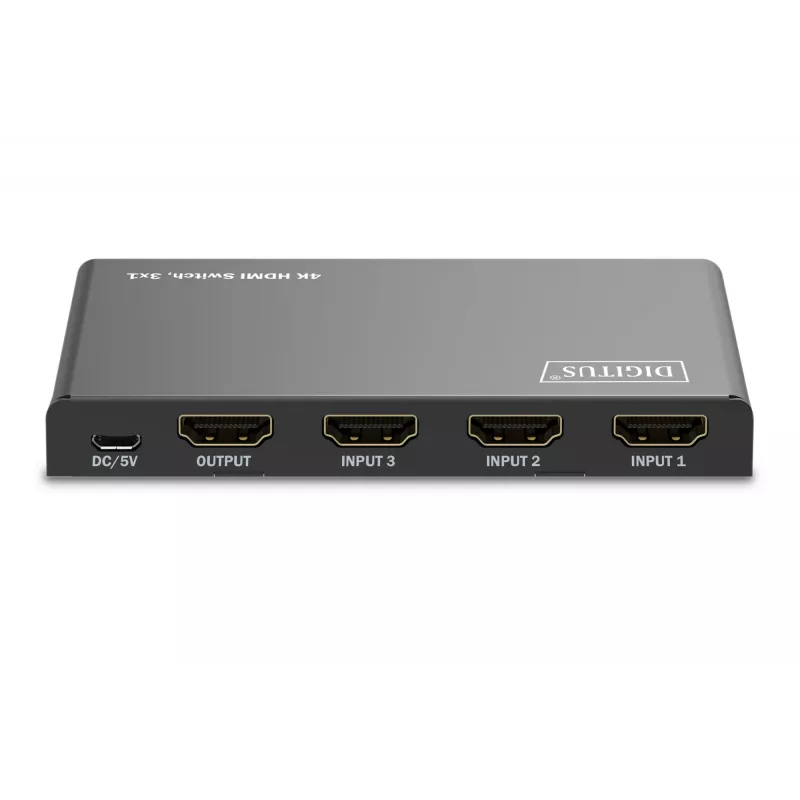 Switch HDMI Digitus 4K 3x1 metallo nero 18 Gbit/s