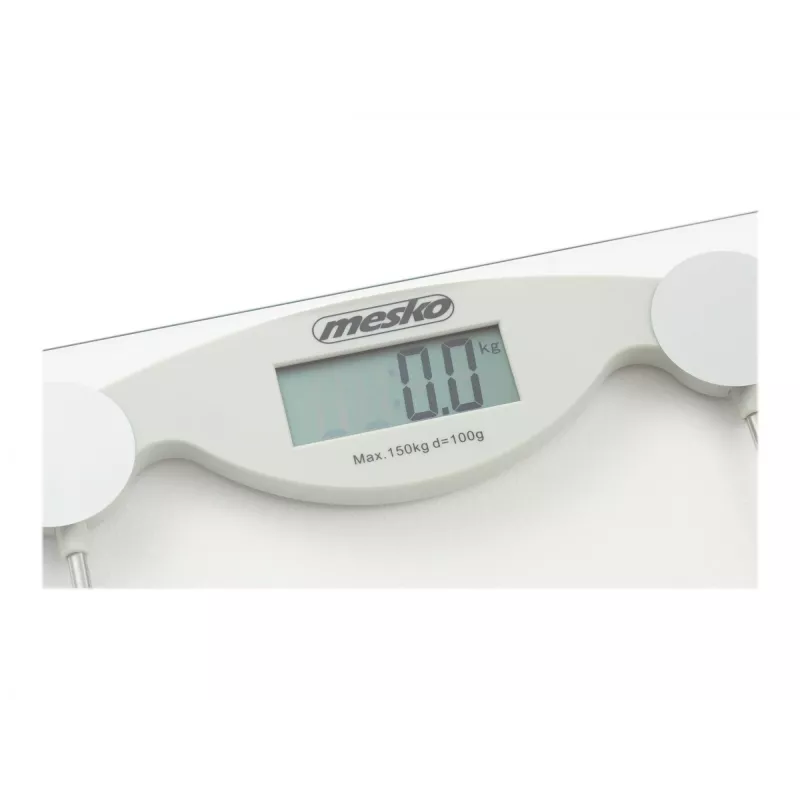 Bilancia pesapersone elettronica Mesko MS 8137 — capacità 150 kg, precisione 100 g, bianco/trasparente