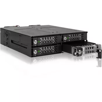 ICY DOCK - ToughArmor MB720MK-B V3 - 4x PCIe 4.0 M.2 NVMe a 4x OCuLink in 1x vano 5,25 telaio mobile in metallo nero con blocco a chiave (compatibile Tri-Mode)