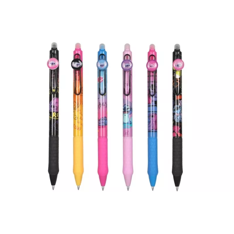 Penna a sfera retrattile cancellabile con rivestimento in gomma CoolPack Disney Stitch nero