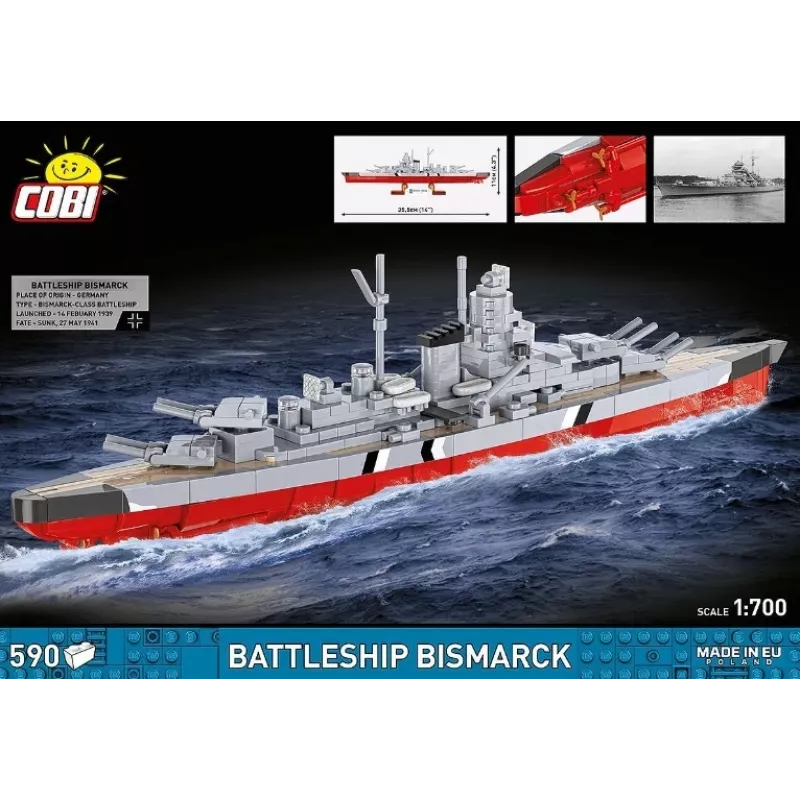 Kit Cobi corazzata Bismarck modello, 590 pezzi