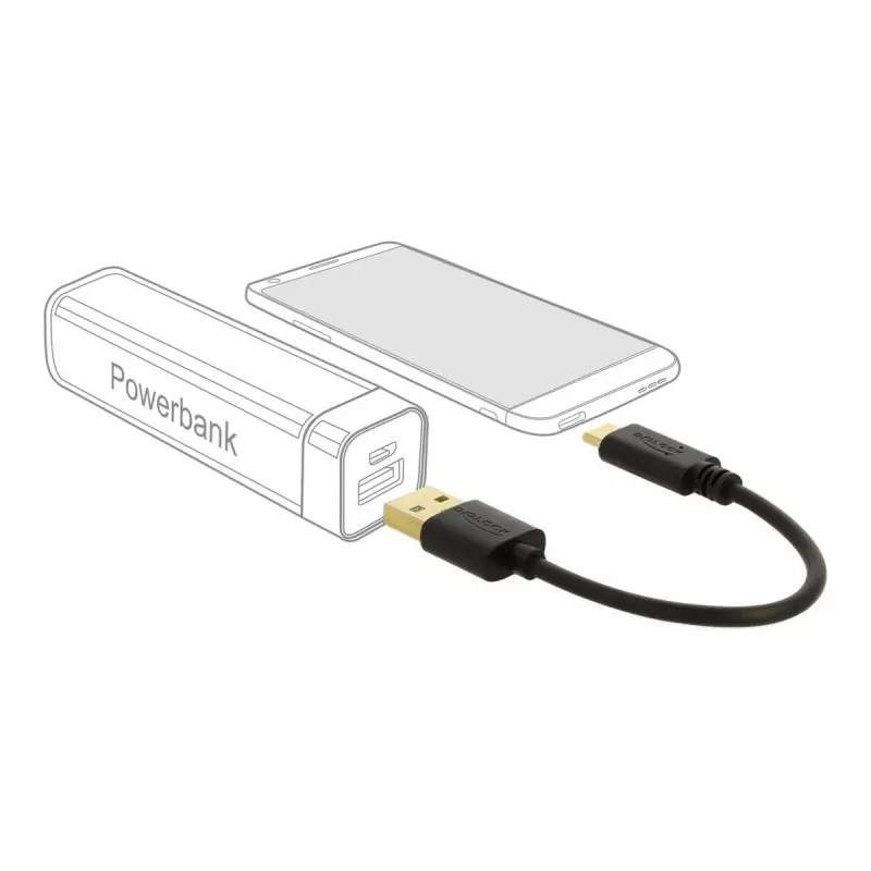 Cavo di ricarica USB DeLOCK Type-A su USB Type-C 15 cm nero