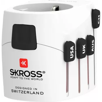 Adattatore da viaggio universale bianco Skross PRO Type-C E F