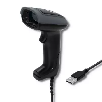 Lettore di codici a barre portatile QOLTEC 50863 — scanner 1D/2D, USB con cavo, sensore LED, nero, 5V, cavo 1,8 m