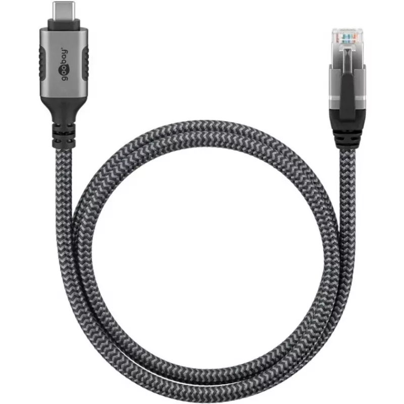 Goobay 70753 cavo USB-C a RJ45 Ethernet CAT 6 per connessione internet cablata stabile con router/modem/switch di rete/sostituisce adattatore USB a RJ45 / 1